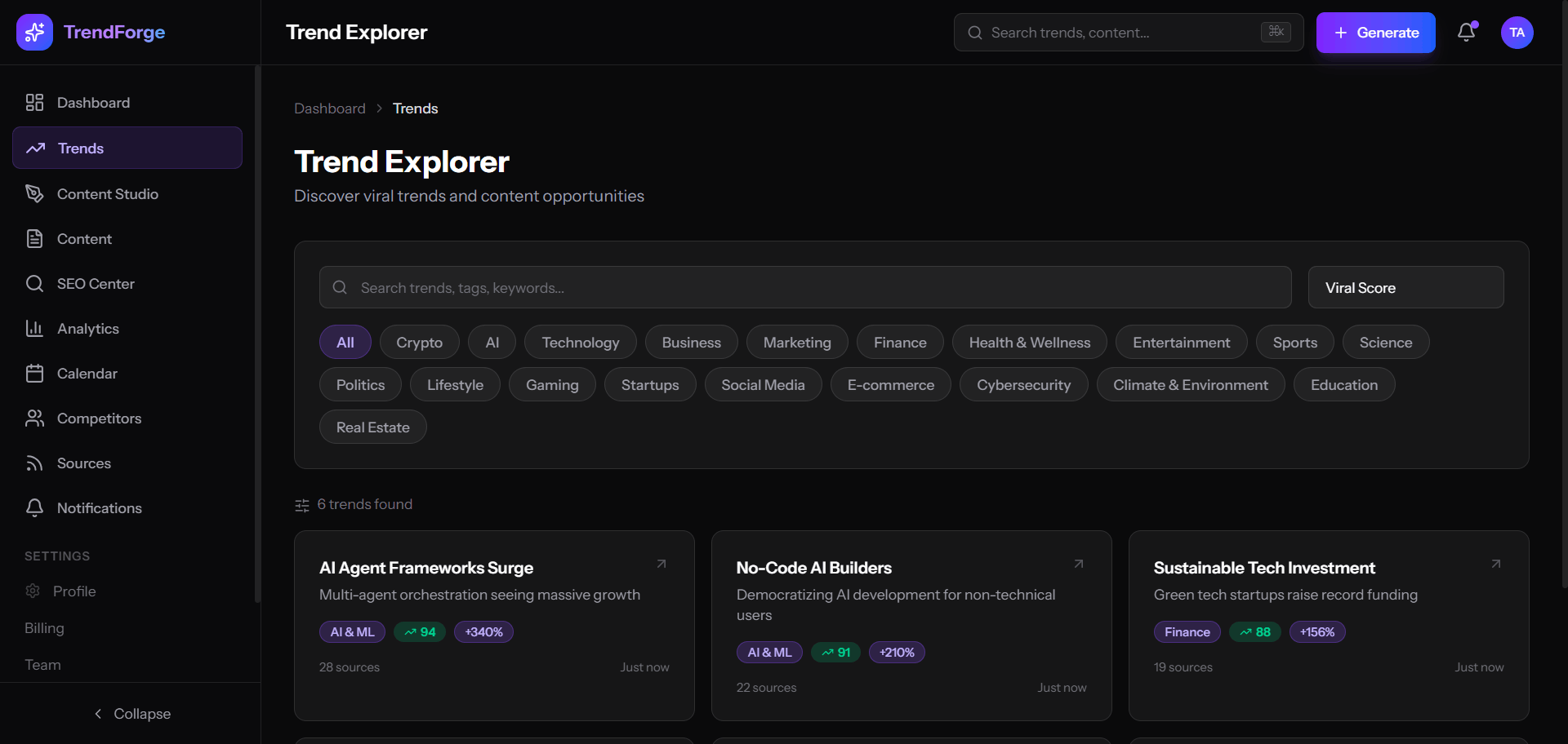 TrendForge AI – AI Trend Intelligence Platform — screenshot 2