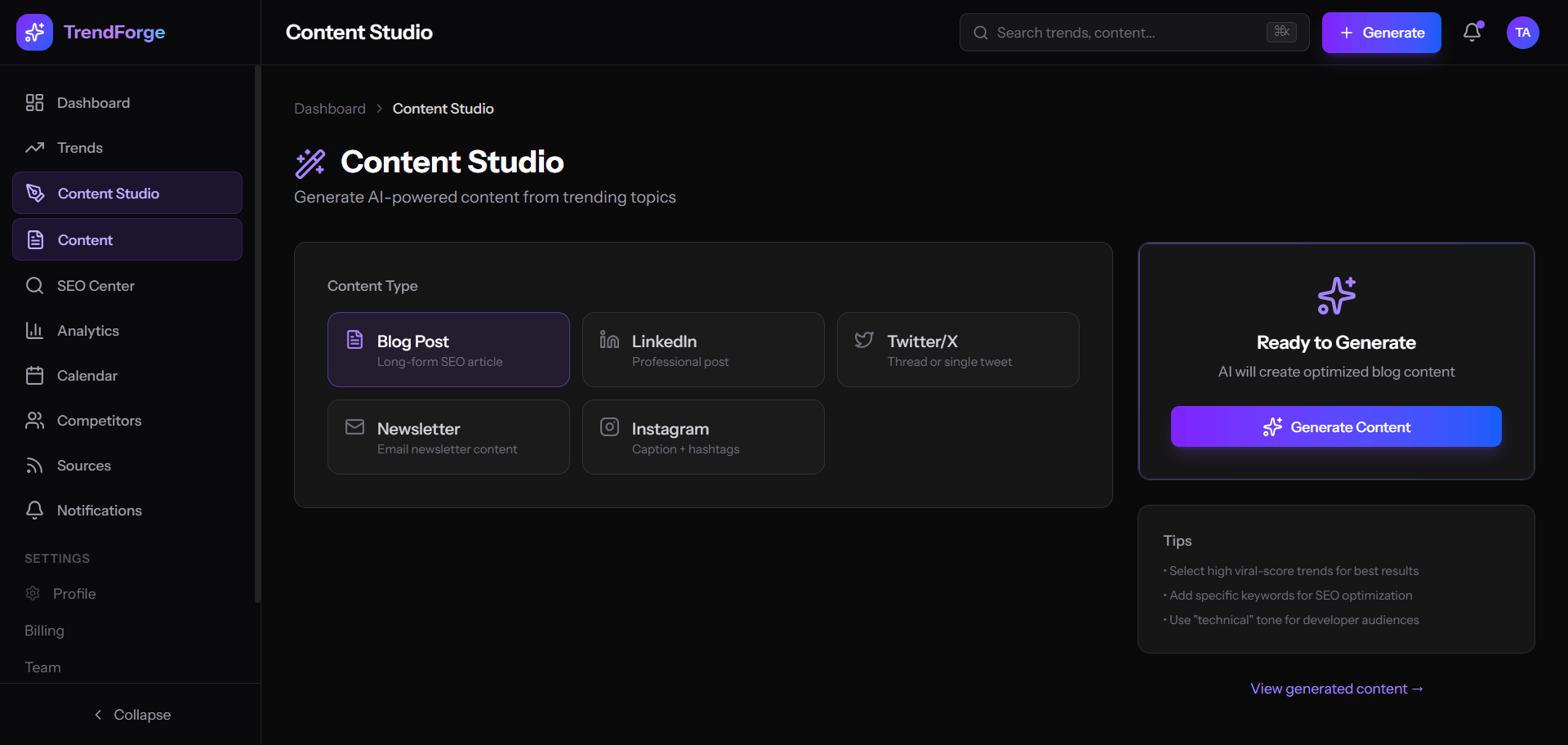 TrendForge AI – AI Trend Intelligence Platform — screenshot 4